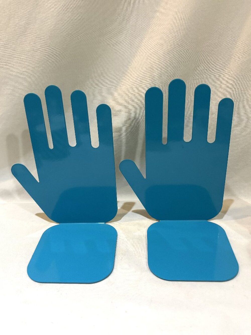 Pair of Jonathan Adler Teal Blue Metal Hands Bookends